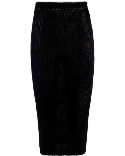 Khaite The Serafina Crochet Midi Skirt - Black