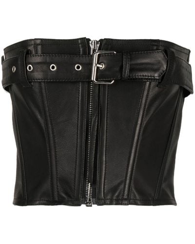 Faith Connexion Haut corset en cuir à taille ceinturé e - Noir