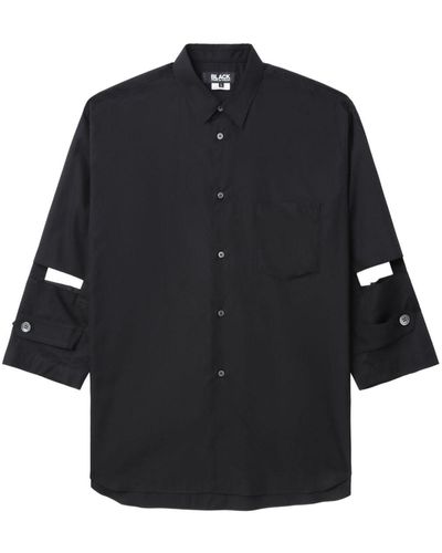 COMME DES GARÇON BLACK Cut-out Cotton-poplin Shirt - Black