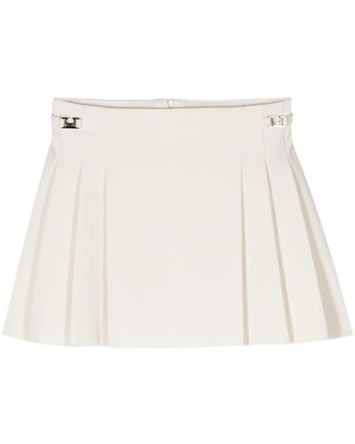 Low Classic Pleated Mini Skirt - White