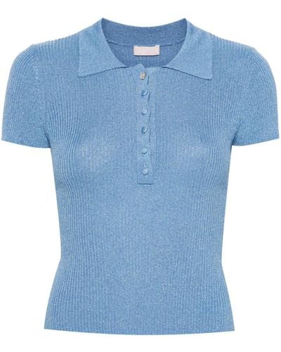 Liu Jo Lurex Knitted Polo Top - ブルー