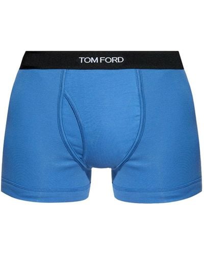 Tom Ford Logo-Waist Boxer Briefs - Blue