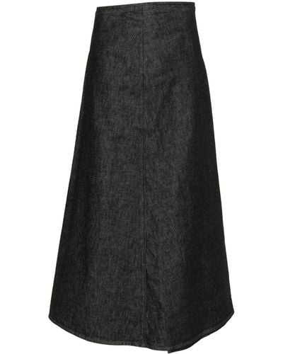 Yohji Yamamoto Pleat-detail A-line Skirt - Black