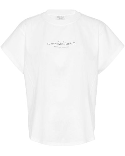 Brunello Cucinelli T-Shirt mit Slogan-Print - Weiß