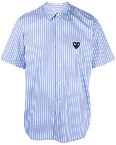 COMME DES GARÇONS PLAY Heart-patch Striped Shirt - Blue