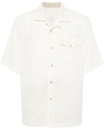 Eleventy Short-sleeve Pointelle-knit Shirt - White