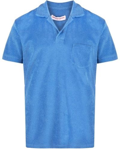 Orlebar Brown Short-sleeved Terry-cloth Polo Shirt - Blue
