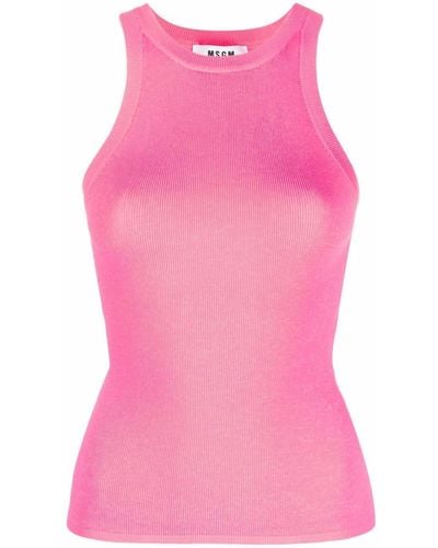 MSGM Ribbed-knit Sleeveless Top - Pink