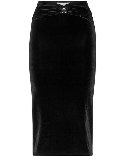 Philipp Plein Cut-out Velvet Midi Skirt - Black