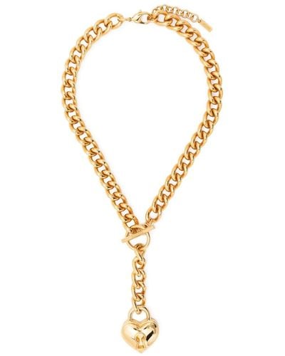 Moschino Heart-pendant Chain-link Necklace - Metallic