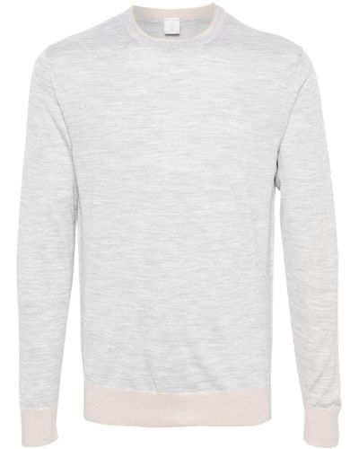 Eleventy Contrasting-trim Fine-knit Sweater - White