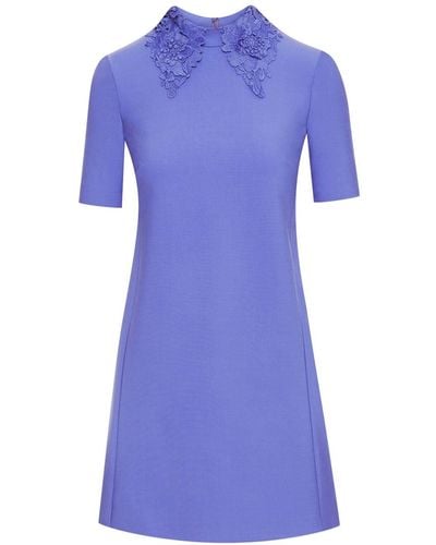 Oscar de la Renta Mini-jurk Met Bloemenprint - Blauw
