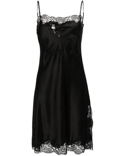 Carine Gilson Lace-detail Silk Nightdress - Black