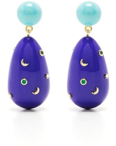 Eshvi Boucles d'oreilles pendantes à design bicolore - Bleu