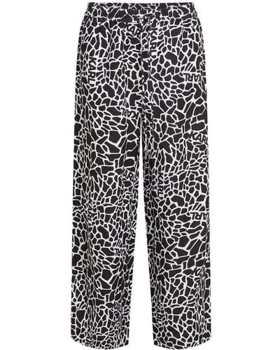 Karl Lagerfeld Pantalon ample à imprimé giraffe - Blanc