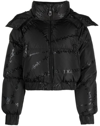 Versace Gefütterte Jacke mit Logo-Print - Schwarz