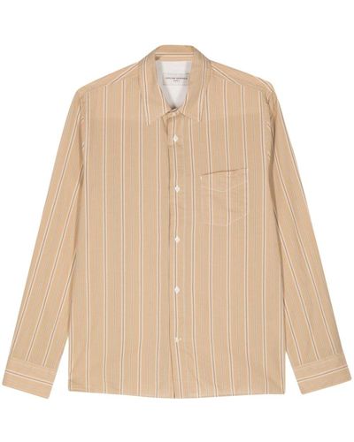 Officine Generale Striped Cotton Shirt - Natural