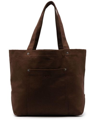 A.P.C. Logo-embroidered Tote Bag - Brown