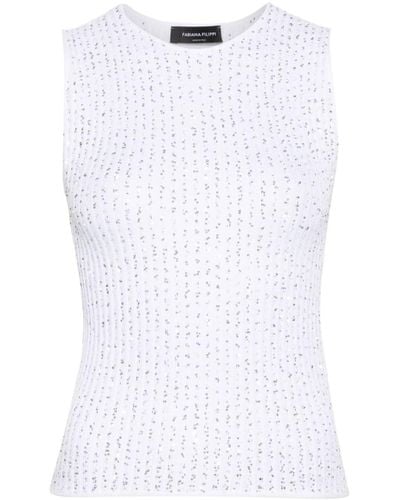 Fabiana Filippi Ribbed-knit Cotton Top - White