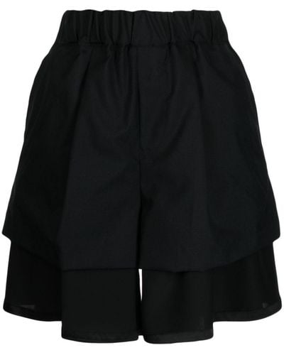 Noir Kei Ninomiya Layered wool shorts - Nero