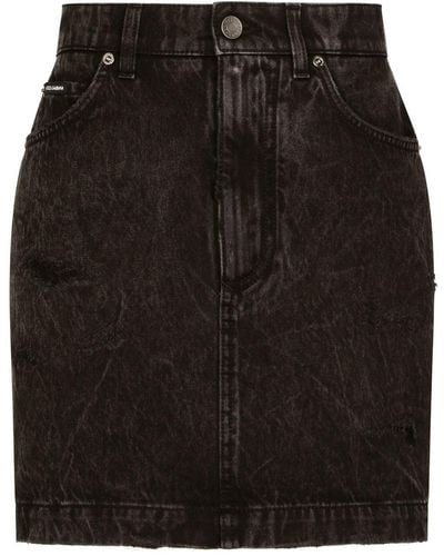 Dolce & Gabbana Minifalda vaquera de cintura alta - Negro