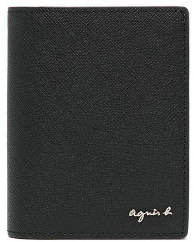 agnès b. Bi-fold Leather Cardholder - Black