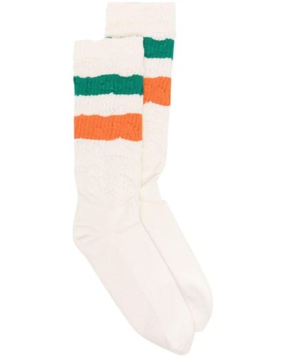 Golden Goose Stripe-embellished Mid-calf Socks - White