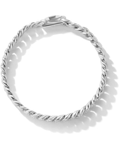 David Yurman Sterling Silver Diamond Curb-chain Bracelet - Metallic