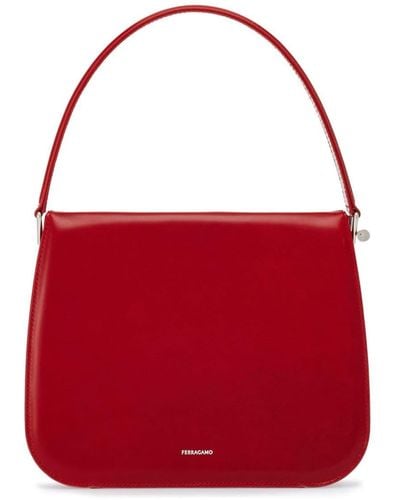 Ferragamo Semi-rigid Leather Bag - Red