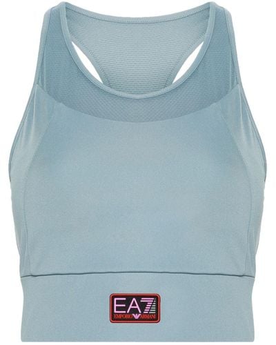 EA7 Rubberised-logo Sports Bra - Blue