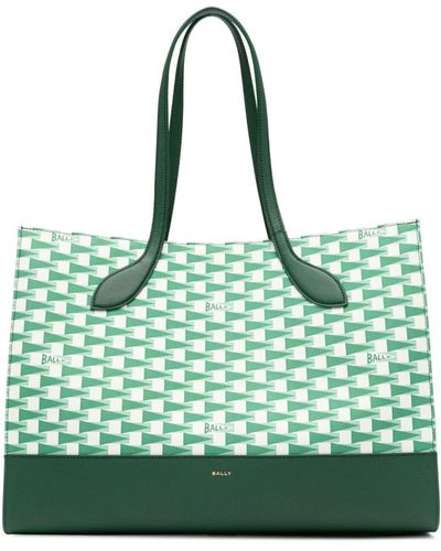 Bally Pennant-print Faux-leather Tote Bag - Green