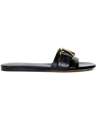 Proenza Schouler Leren Slippers Met Monogram - Zwart