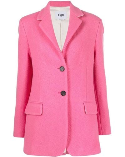 MSGM Notched-collar Single-breasted Blazer - Pink
