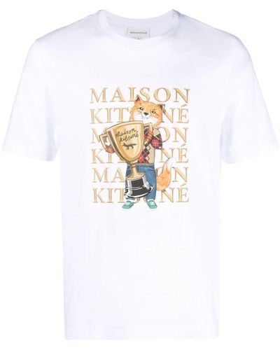 Maison Kitsuné T-shirt Fox Champion en coton - Blanc