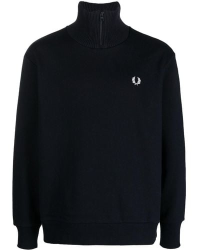 Fred Perry Sweater Met Halve Rits - Blauw