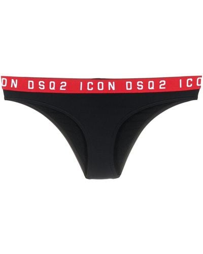 DSquared² Logo-waistband Bikini Bottoms - Black