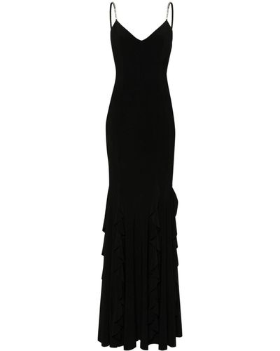 Nissa Ruffled Textured Maxi Dress - Black