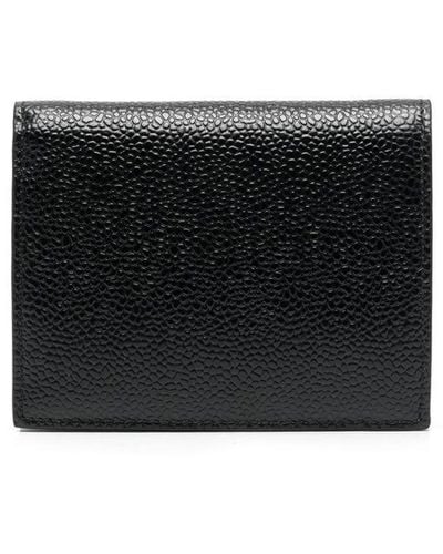 Thom Browne Billfold With Coin Compartment In Pebble Grain - Zwart