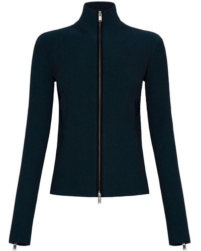 Dion Lee Ribbed-knit Zip-up Cardigan - Blue