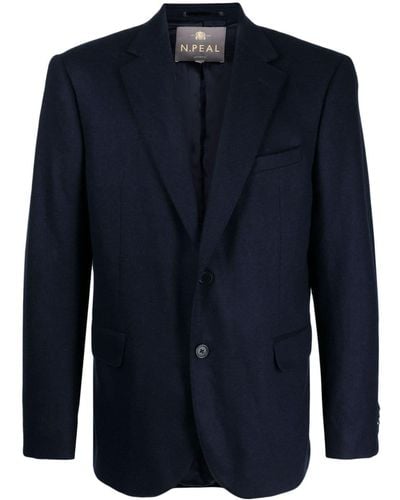 N.Peal Cashmere Darted single-breasted blazer - Blu
