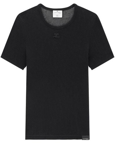 Courreges メッシュ クルーネック Tシャツ - ブラック