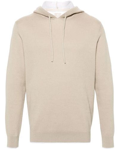 BOGGI Contrast-border Knitted Hoodie - Natural