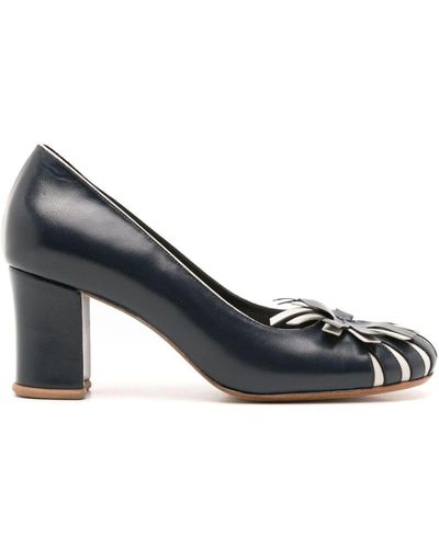 Sarah Chofakian Jacques 55mm Leather Court Shoes - Blue