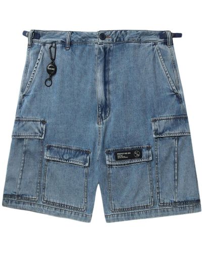 Izzue Halbhohe Cargo-Shorts aus Denim - Blau