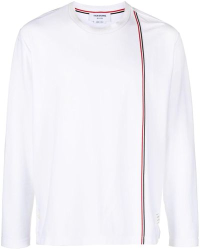Thom Browne Rwb Stripe Cotton T-shirt - White