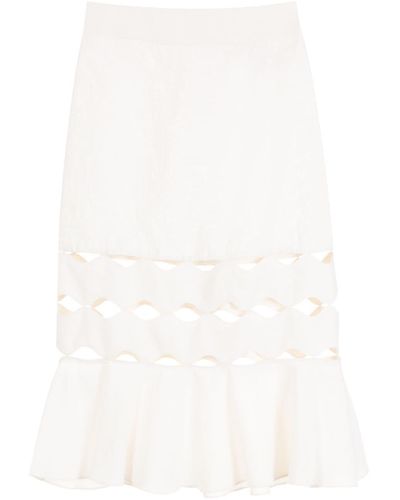 Adriana Degreas Scallop Cut-out Pencil Skirt - White