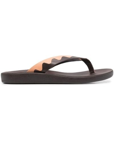 Ancient Greek Sandals Ammos Two-tone Leather Flip-flops - Brown