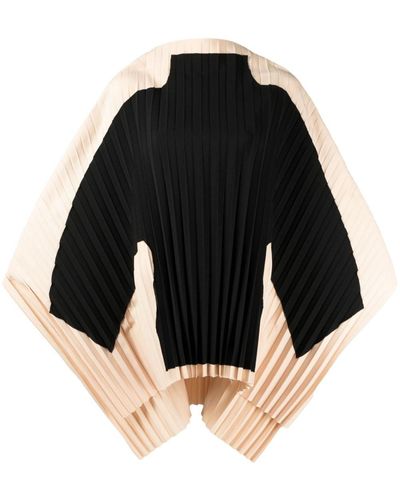 A.W.A.K.E. MODE Colour-block Pleated Blouse - Black