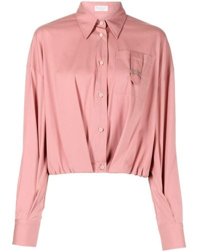 Brunello Cucinelli Long-sleeve Gathered Shirt - Pink