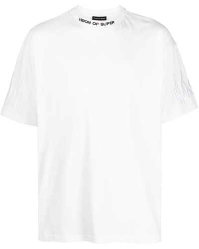 Vision Of Super T-shirt en coton à logo brodé - Blanc